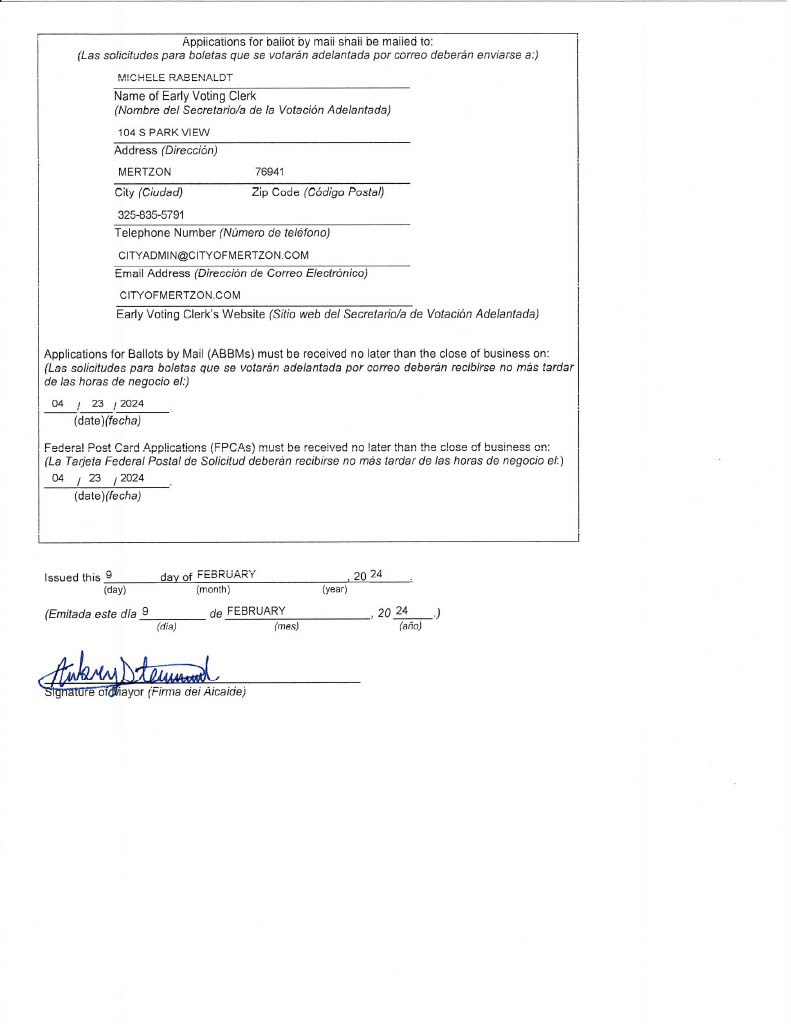 City of Mertzon Mertzon, Texas Mertzon, Texas